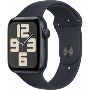 Apple Watch SE (2ᵉ génération, 2023) (44 mm GPS) Smartwatch avec boîtier en Aluminium et Bracelet Sport Minuit - M/L. Suivi de l’activité Physique et du Sommeil, détection des Accidents, écran Retina